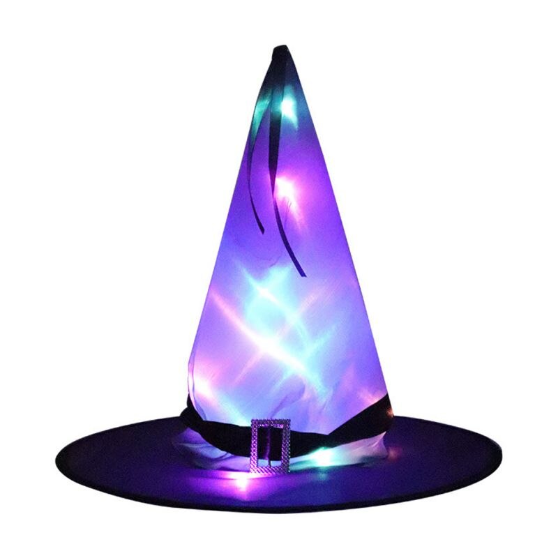 Halloween LED Luminous Headdress Magic Glowing Witch Hat Costume Children Adult Party Prom Featival Dress up Decoration S: Z