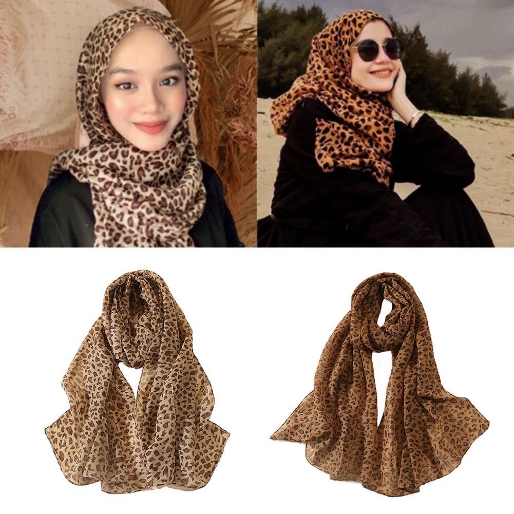 Mode Luipaard Gedrukt Sjaal Voor Vrouwen Lange Brede Chiffon Sjaals Moslim Kostuums Accessoires Lente Zomer Dame Hijab Wraps