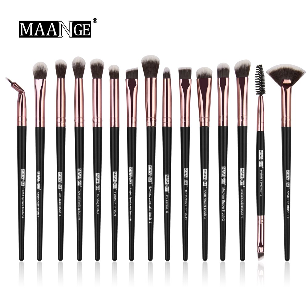MAANGE – pinceaux de maquillage professionnels, brosses en éventail pour mélange de fards à paupières, sourcils, ensemble de beauté, 5/15 pièces,