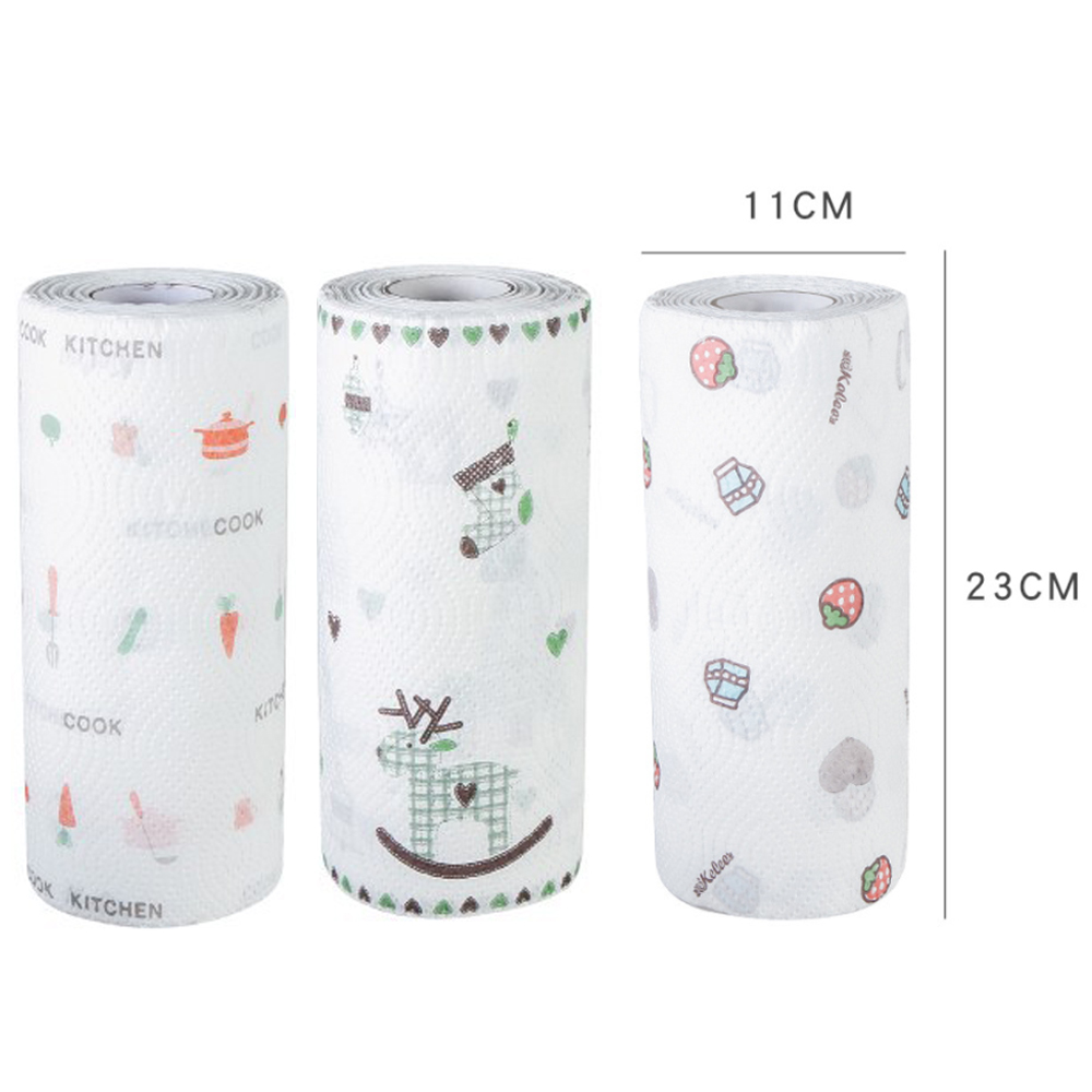 80 uds/rollo de papel de limpieza desechable paño de cocina toalla de papel absorbente de aceite Toalla de doble uso en seco mojado