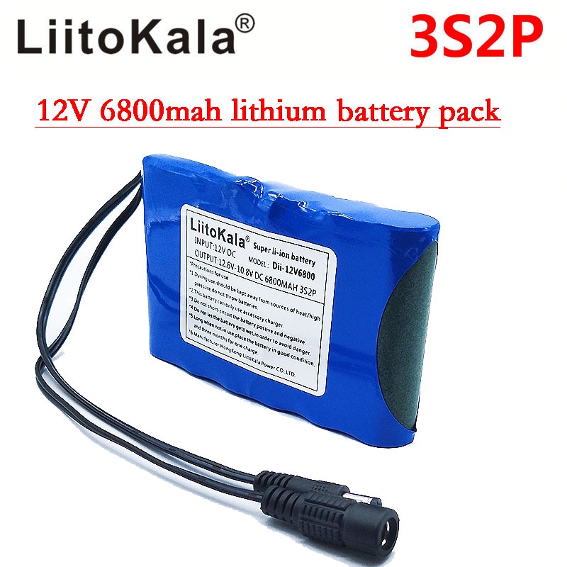 Liitokala Draagbare Super Oplaadbare Lithium Ion batterij capaciteit DC 12 V 6800 Mah CCTV Cam Monitor