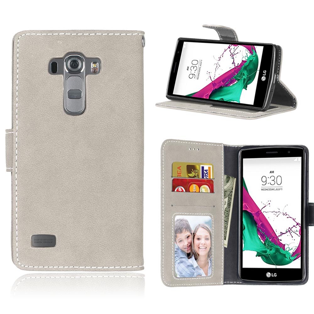 Retro Filp Leather Wallet Stand Phone Case for LG G4 Beat G4S H736 H735 Covers with Card Holder Stand Cover for LG G4 Beat Bags: Gray