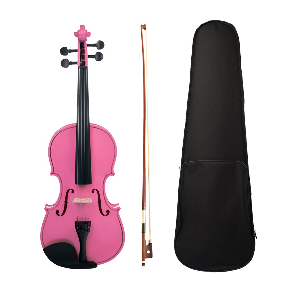 Violin 4/4 Maple Wood Material &amp; violin bowGig Bag Solid Wood Bow violins for beginners Musical instrument String Instrument: Pink
