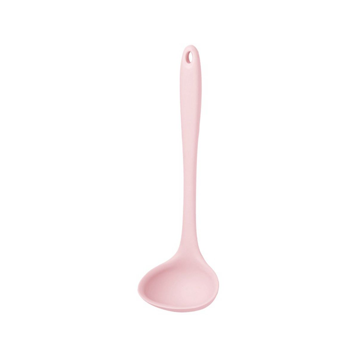 Silicone Ladle Soup Spoon Non-stick Curved Handle Unbreakable Big Round Scoop for Dinner Kitchen Dining Tool Tableware: pink