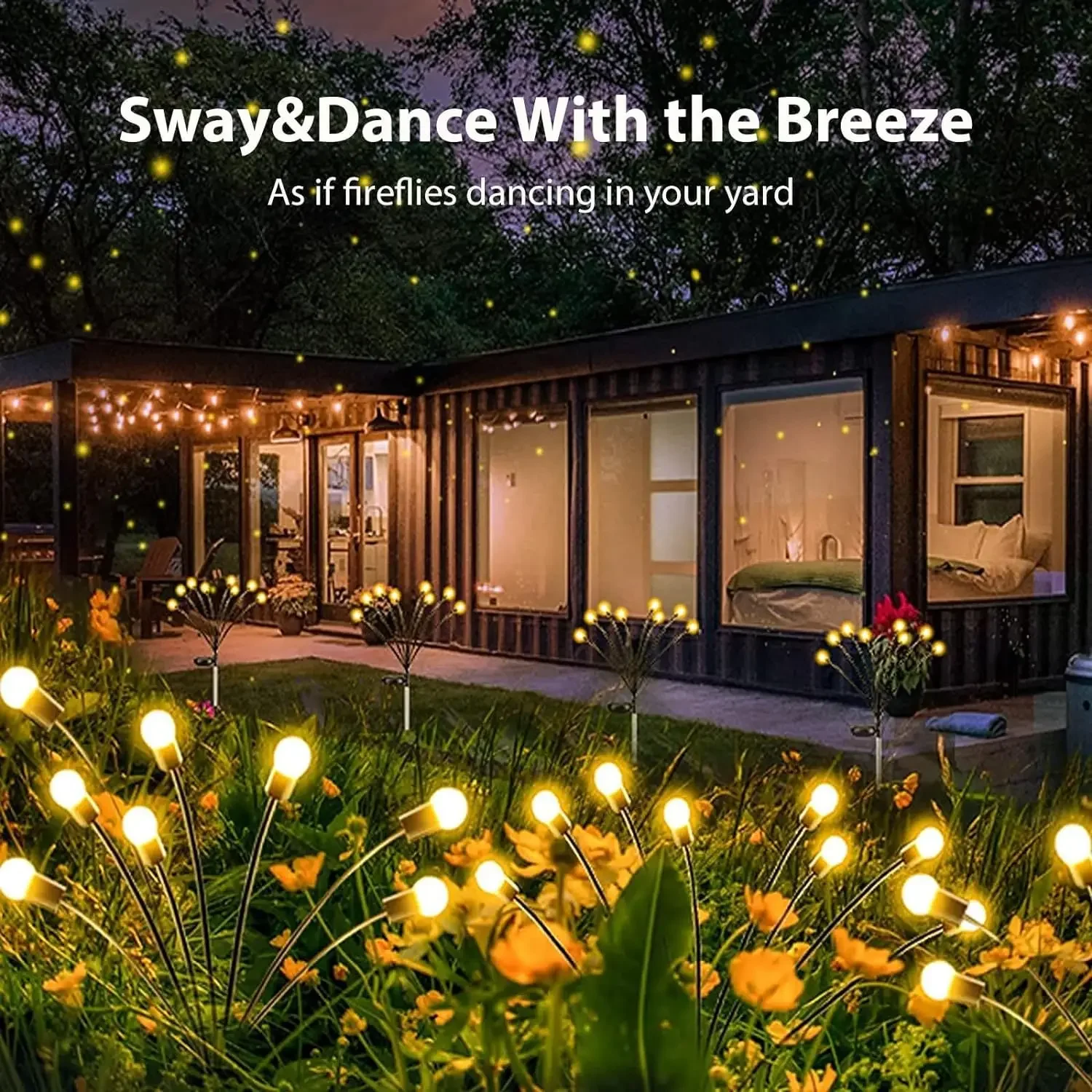 Outdoor Solar Lights LED Fairy Firefly Lawn Lamp Garden Summer Camping Party Wedding Yard Atmosphere Decoration