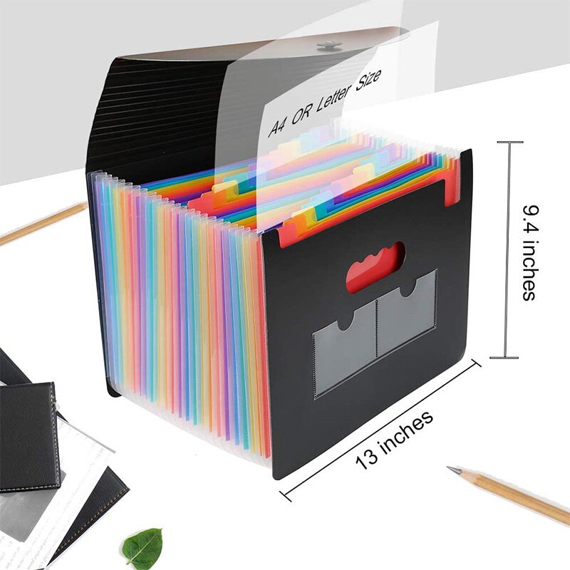 Expanding File Folder with Cover Accordion File Organizer A4 Letter Size File Box, Document Receipt Organizer 3 Pack