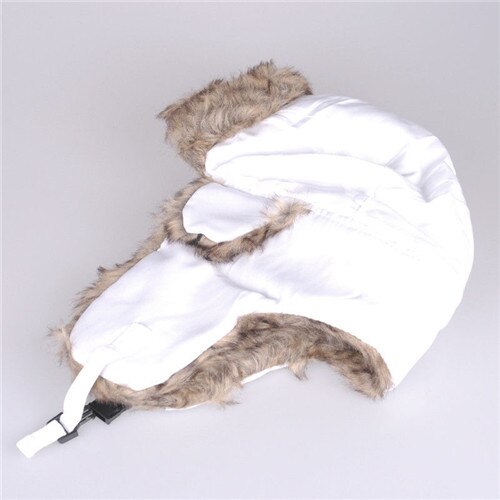 Brand Unisex Trapper Bomber Winter Warm Russian Trooper Ear FLAPS Winter Ski Hat Men Women Cap Bomber Hats: White