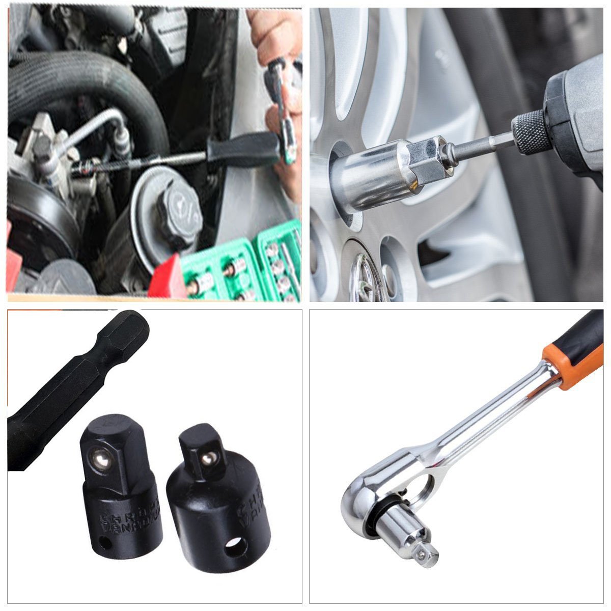 Drill Socket Adapter and Reducer Set Drive Socket Adapter Converter Reducer Air Impact Craftsman Socket