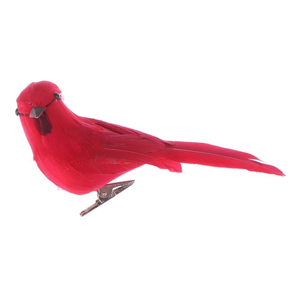 Pluma de espuma creativa para loros artificiales, modelo de aves de imitación para el hogar, al aire libre, decoración de jardín y boda, ornamento para DIY: Rojo