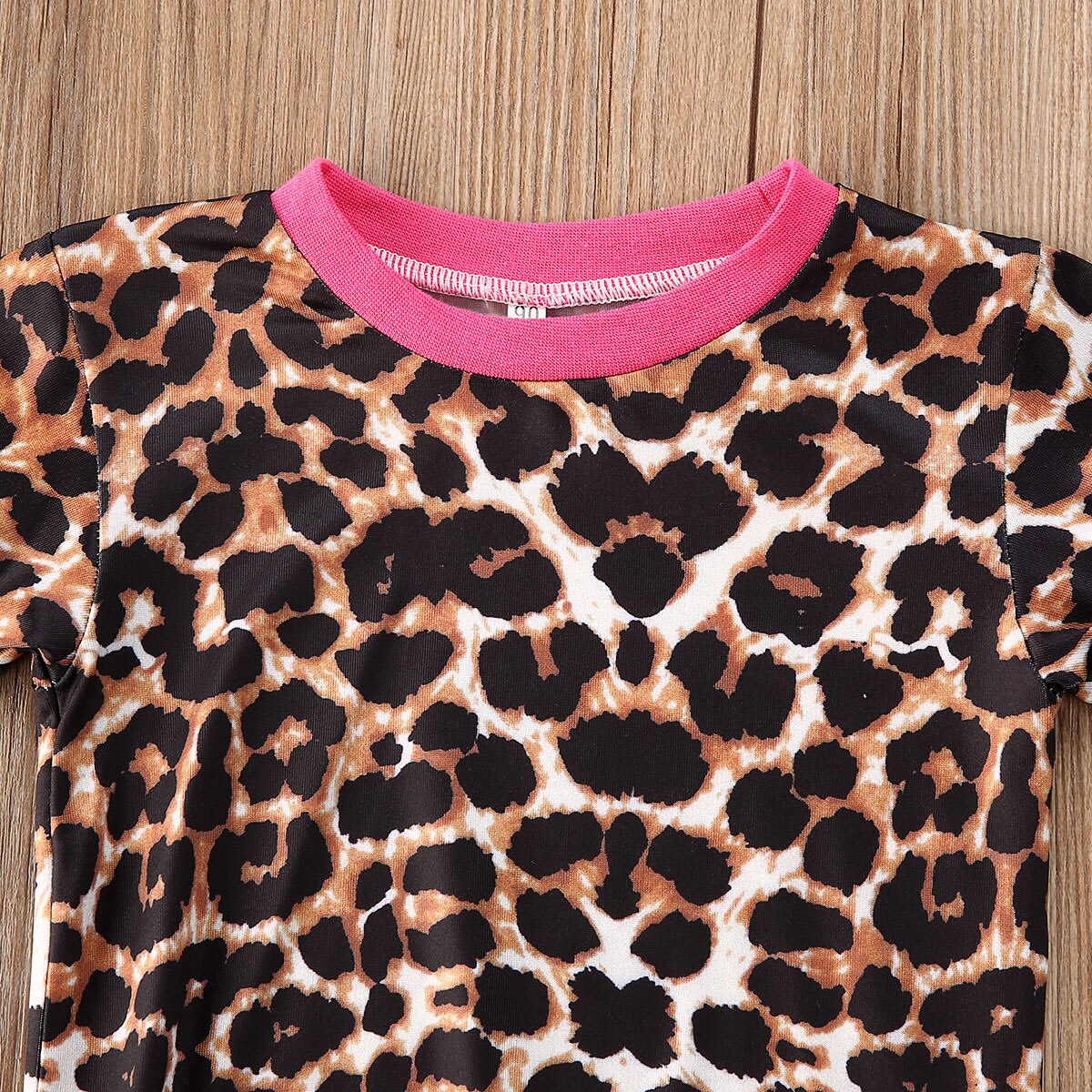 Sommer småbarn barn baby jenter klessett leopardprint kortermede t-skjorter topper+shorts 2 stk