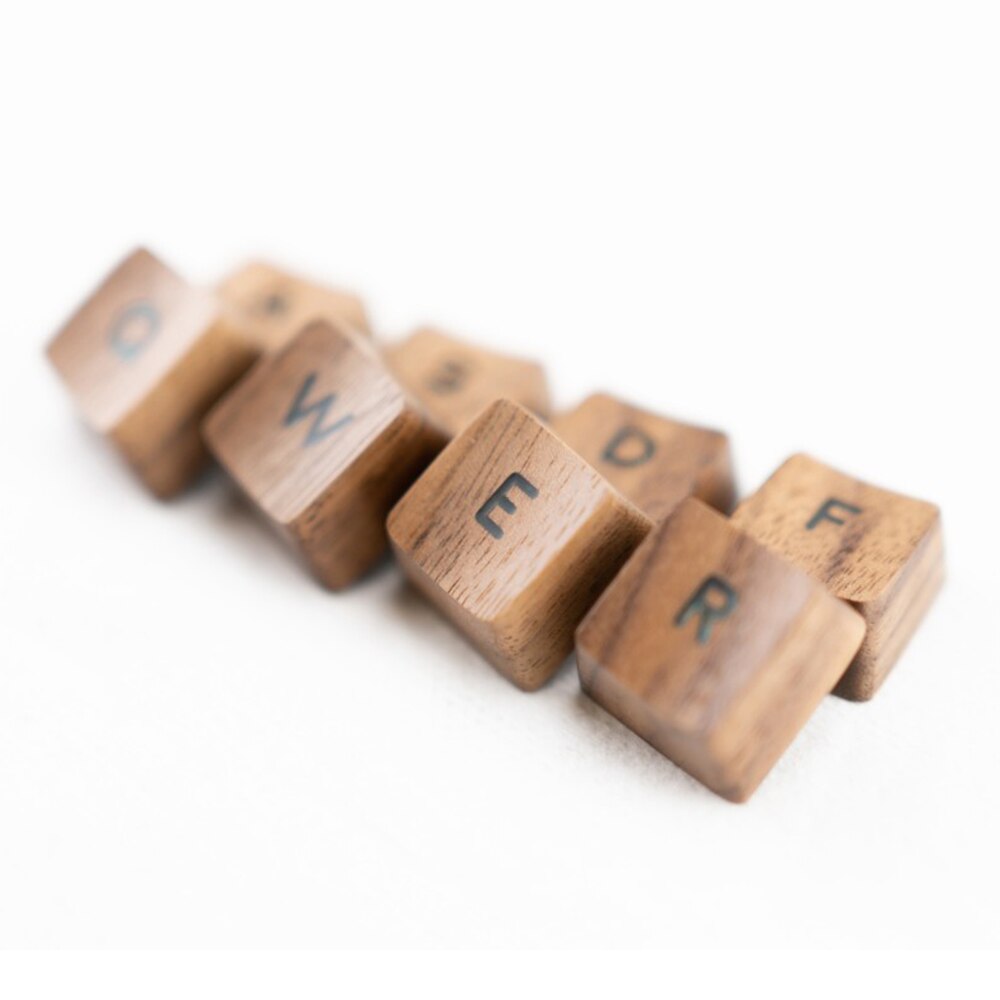 Black Walnut Solid Wooden Backlit Keycaps For Cherry Mx Switch Mechanical Keyboard OEM QWER WASD ASDF Arrow Wood Resin Key Caps