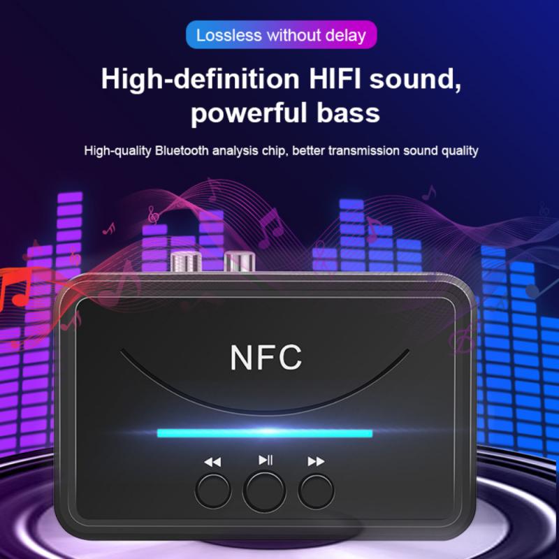 Nfc Draadloze Bluetooth 5.0 Audio Ontvanger 3.5Mm Aux Hifi Stereo Ingebouwde Chip Dual Audio Port Usb Smart afspelen Voor Auto Speaker