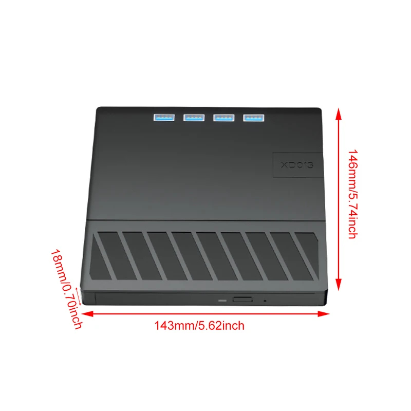 Gravador de dvd/cd externo usb 3.0 tipo -c 7- em -1 , unidade óptica móvel multifuncional, plug and play para todos os computadores.