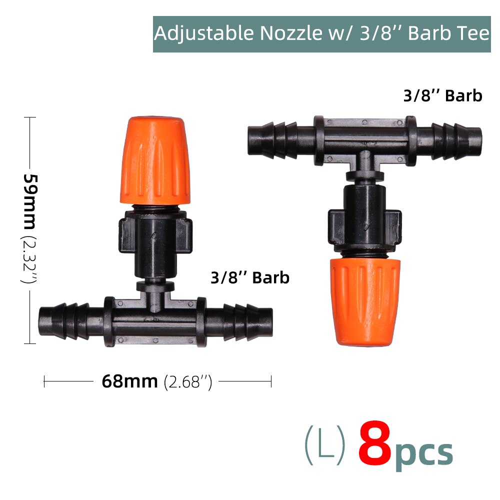 Aspersores atomizadores de pulverización para jardín, sistema de riego por goteo con conectores, boquilla de goteo de 1/4 &quot;y 3/8&quot;: L