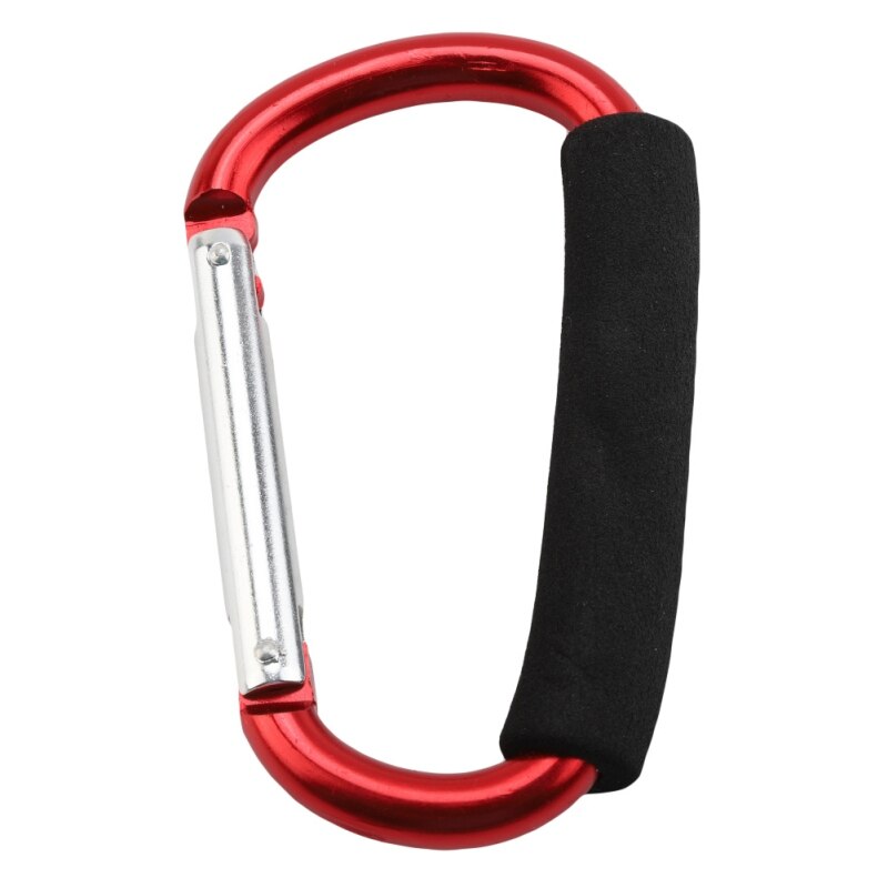 Mosquetón grande de aleación de aluminio en forma de D, gancho de hebilla de agarre suave de liberación rápida para acampar, llavero al aire libre, Clip de mosquetón: Rojo