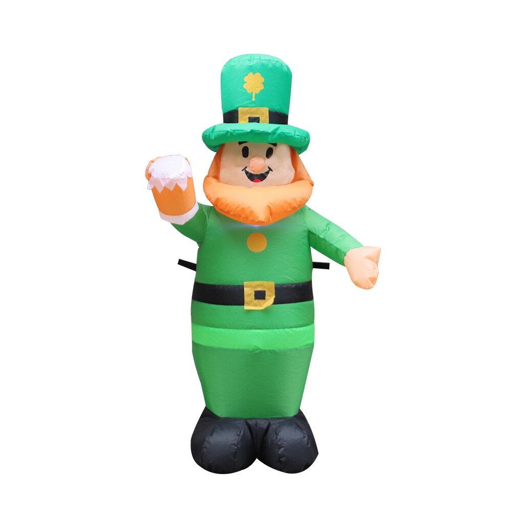 Leprechaun gonfiabile illuminato da 1M con cappello da sciamano irlandese fortunato luci a LED giocattoli da giorno di san patrizio decorazione da giardino all&#39;aperto