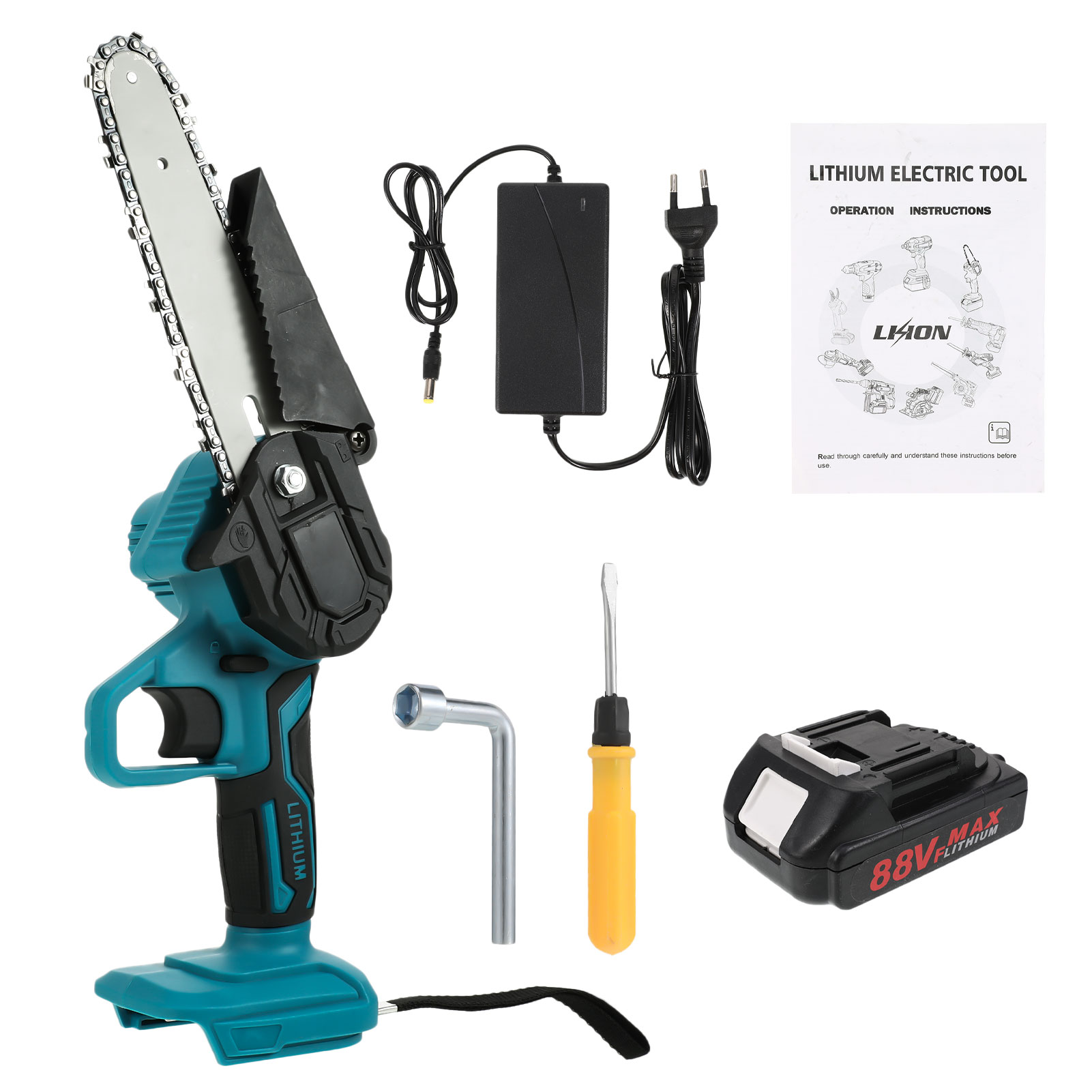 6 Inch Draadloze Elektrische Kettingzaag Pruningsaw Tuin Boom Logging Trimmen Saw Power Tools Met 88VF Makita Batterij: 1 battery 1 charger / EU