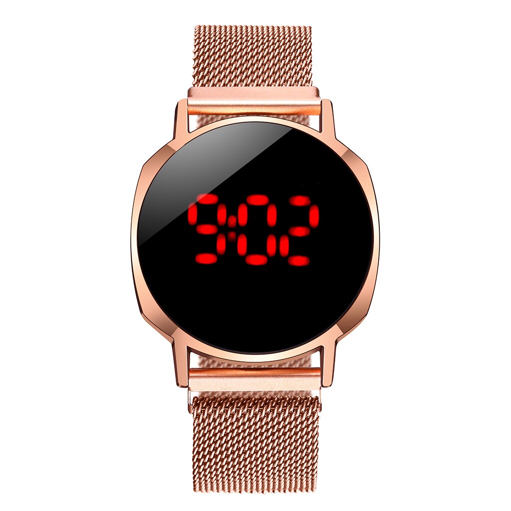 Luxe Digitale Armband Horloges Voor Vrouwen Rose Goud Magnetische Jurk Quartz Klok Dames Jurk Business Polshorloge: Rose