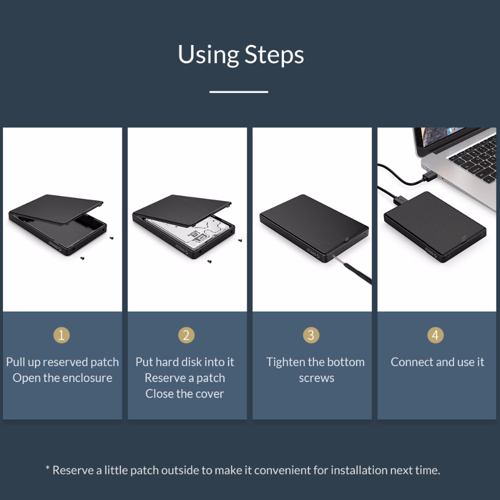 ORICO 2,5 pulgadas SATA a USB 3,1 3,0 tipo C HDD SSD caso 2 4 TB Disco Duro caja de disco duro HDD externo recinto para Samsung Seagate SSD