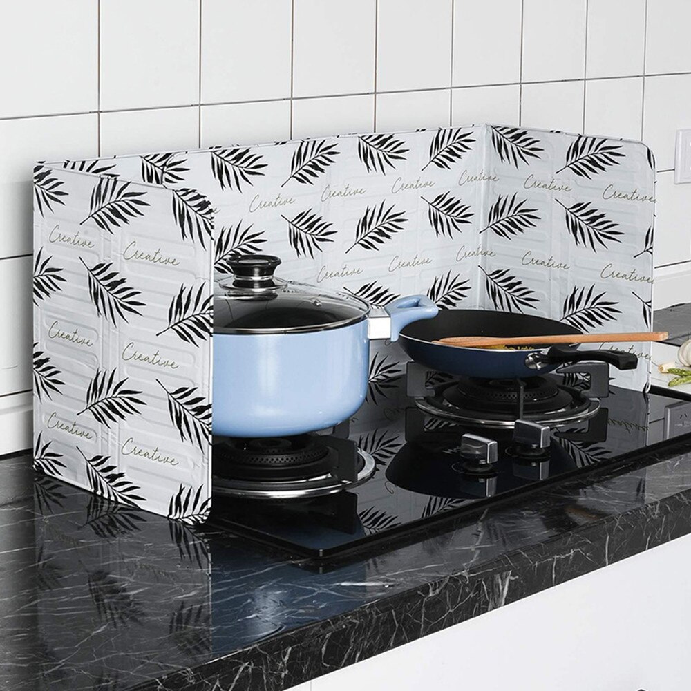 25 # Home Keuken Kachel Folie Plaat Voorkomen Olie Splash Koken Baffle Keuken Tool Aluminiumfolie Olie Splash Guard voor Keuken: White