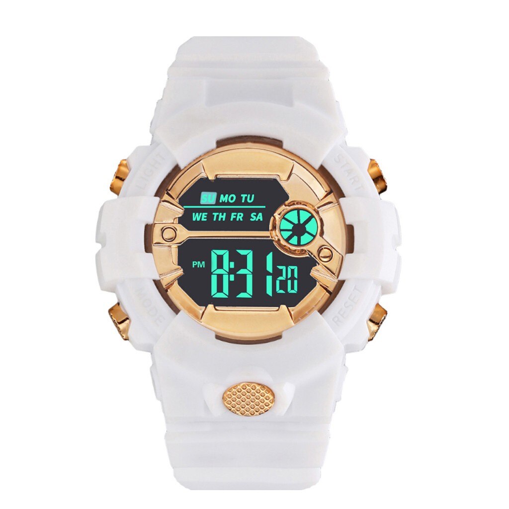 Mode Waterdichte Horloge Jongen Lcd Digitale Stopwatch Datum Rubber Sport Polshorloge Beweging Horloges: WH