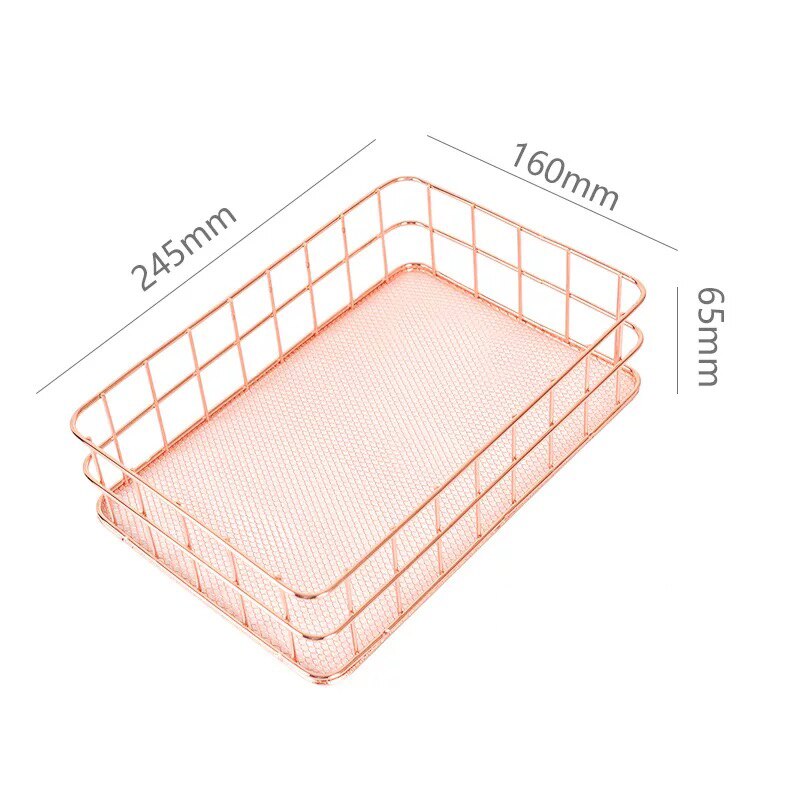 Rose Gold Iron Art Makeup Organizer Basket Eyeliner Brush Set Storage Cup Dressing Table Makeup Cosmetic Organizer Box: 04