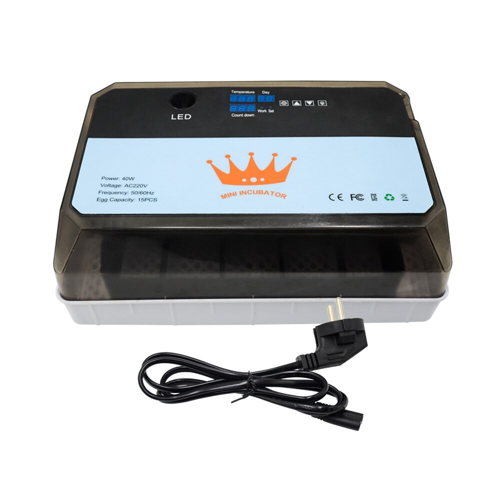 Super Farm Hatchery Incubator Brooder Machine 15 Egg Hatchers Chicken Automatic Eggs Incubator Bird Quail Brooder: EU Plug