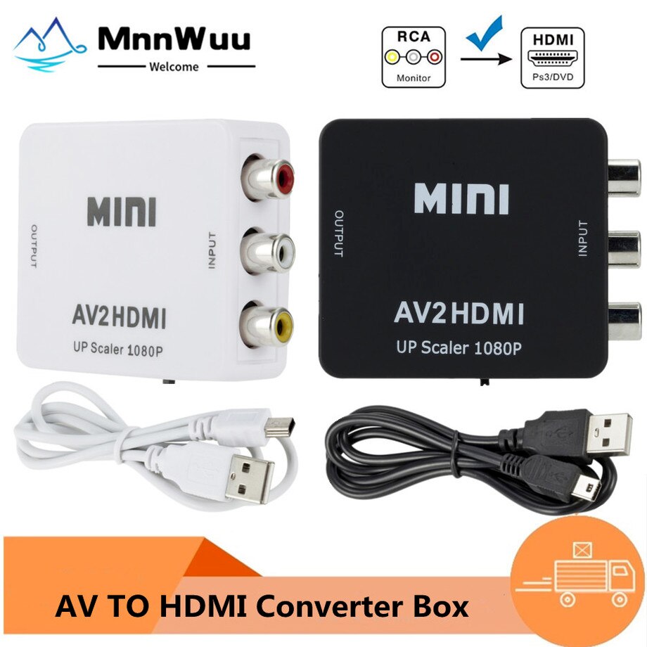 Adaptador de AV2HDMI-Compatible RCA AV/CVSB L/R a HDMI, convertidor de vídeo HD 1080P, compatible con NTSC PAL