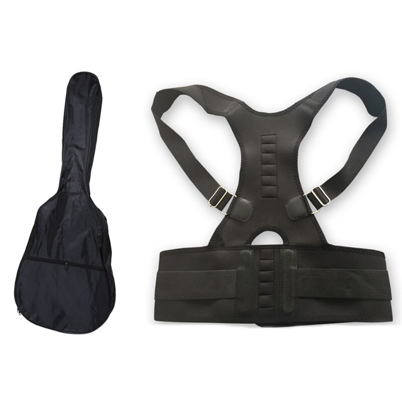 1Pcs 41 Inch Elektrische Akoestische Gitaar Tas Carry Schouder Bandjes Waterdicht Black & 1Pcs Houding Corrector Verstelbare-xl: Default Title