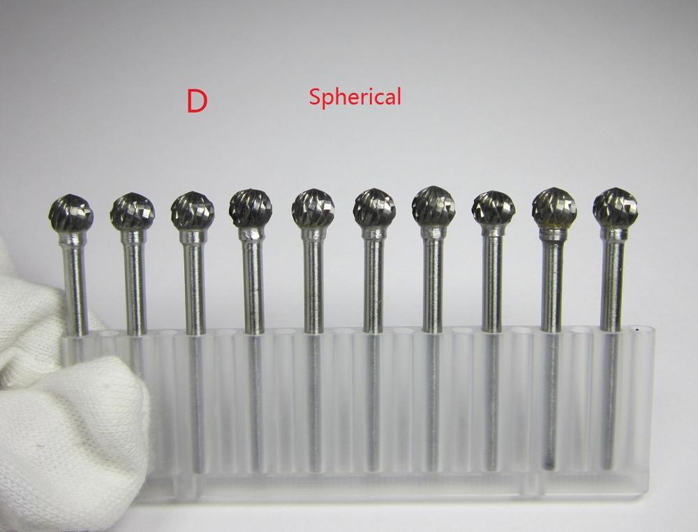 10 pièces tige 3mm tête 6mm carbure de tungstène fraises rotatives fichiers CNC moules accessoires pour le travail des métaux polissage meuleuse électrique: D shape