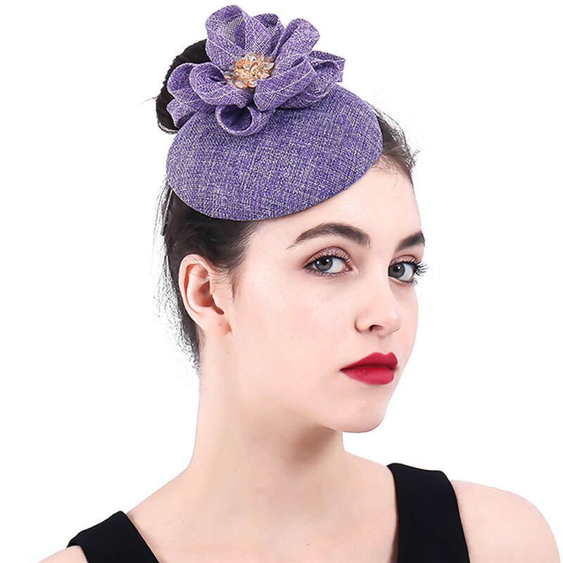 FS-gorros de boda para mujer, sombrero con pinza para el pelo, , nupcial, iglesia, Fedora, pastillero: Lilac