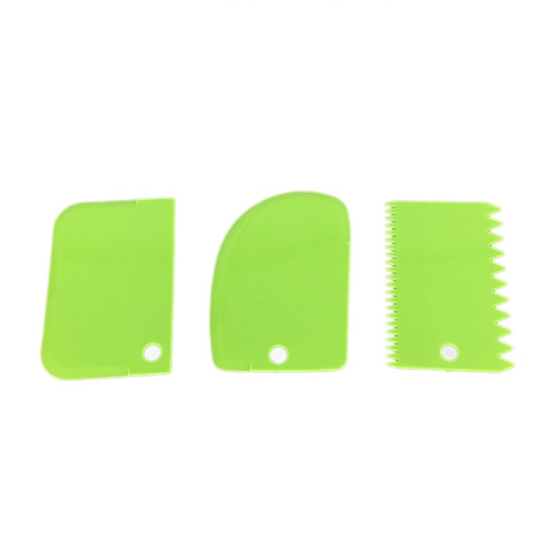 Cake Schraper Drie Delige Set Pp Plastic Schraper Bakken Diy Gereedschap Groen Schraper Drie Delige Set: green