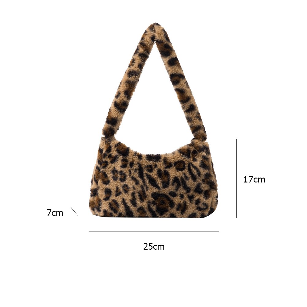 Borsa a tracolla ascellare con motivo animalier in peluche per donna borse a mano pelose autunnali borse a tracolla Casual giornaliere da donna