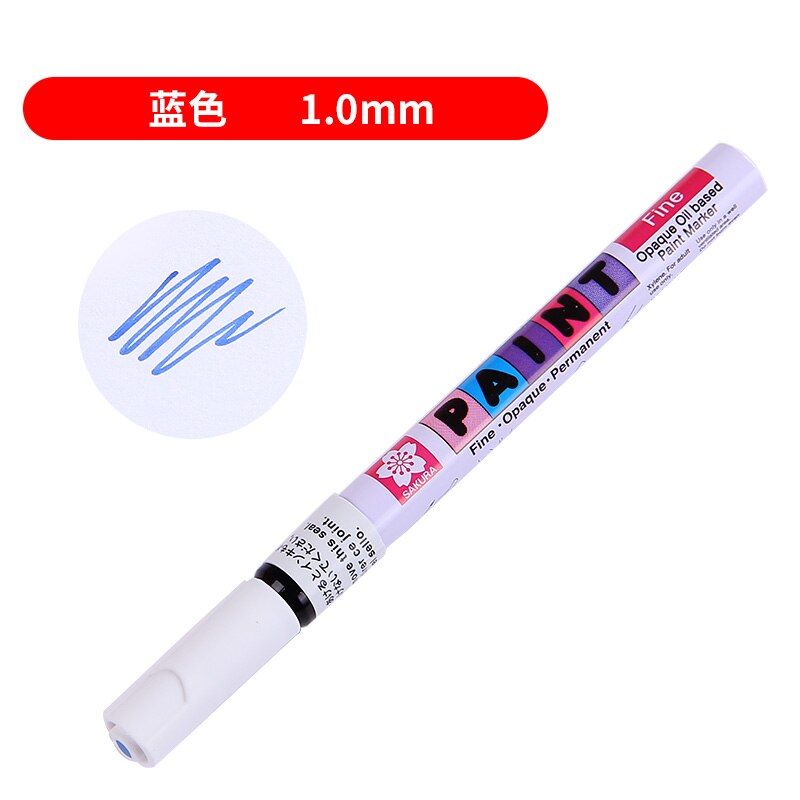 1 pçs sakura cherry blossom marcador caneta pintura vermelha preto azul toque pintura mão-pintado assinatura oleosa linha gancho caneta: Azul