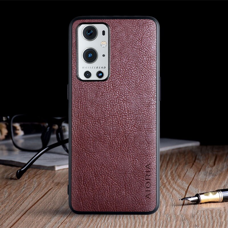 Case Voor Oneplus 9 Pro Funda Luxe Vintage Leather Skin Coque Met Tpu + Pc Hard Cover Voor Oneplus 9 pro Case Capa: oneplus 9 Pro / Coffee