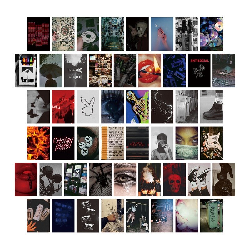 Juego de 50 hojas de postales decorativas para pared, pinturas decorativas, tarjetas de fotografía de estilo INS, fotos decorativas DIY: 9