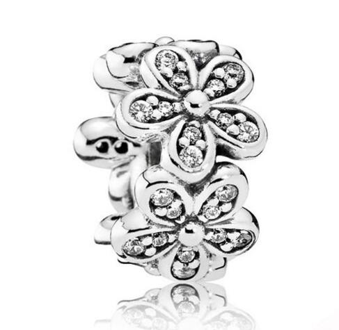 Originele 925 Sterling Silver Bead Charm Dazzling Madeliefjes Met Crystal Spacer Kralen Fit Armband Diy Sieraden