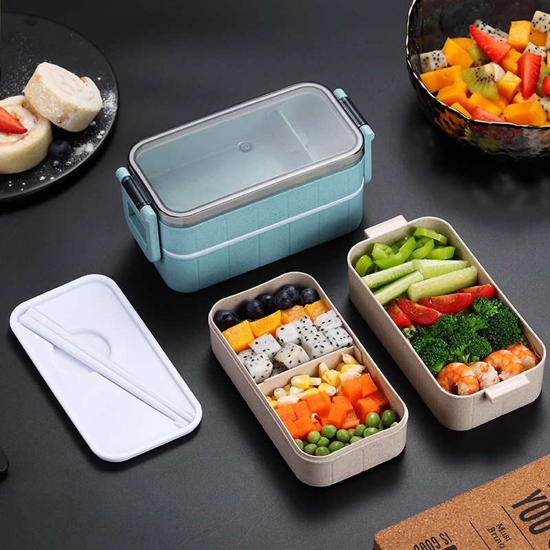 Magnetron Bento Box Tarwe Stro Kind Lunchbox Japanse Servies Lekvrije Bento Lunchbox Voor Kids School Voedsel container