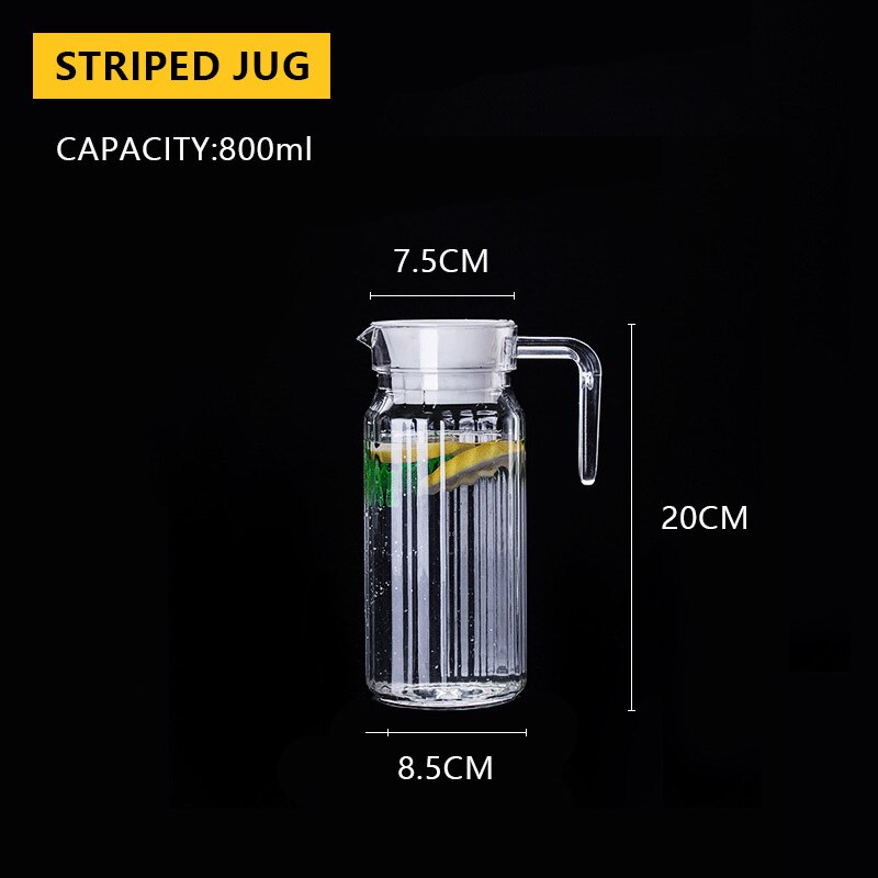 0.5-1.1L Clear Karaf Voor Sap Kannen Plastic Water Pitcher Koude Melk Koffie Wijn Drank Iced Tea Pot/ketel Met Deksel/Handvat: 0.8L Pitcher YS299-A