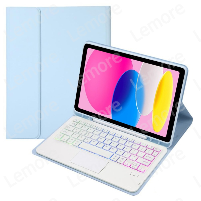 Engels toetsenbord met touchpad voor iPad A16 11 '' / iPad 2025 11e generatie 2025 Verlicht toetsenbordhoes met potloodsleufstandaard: Black