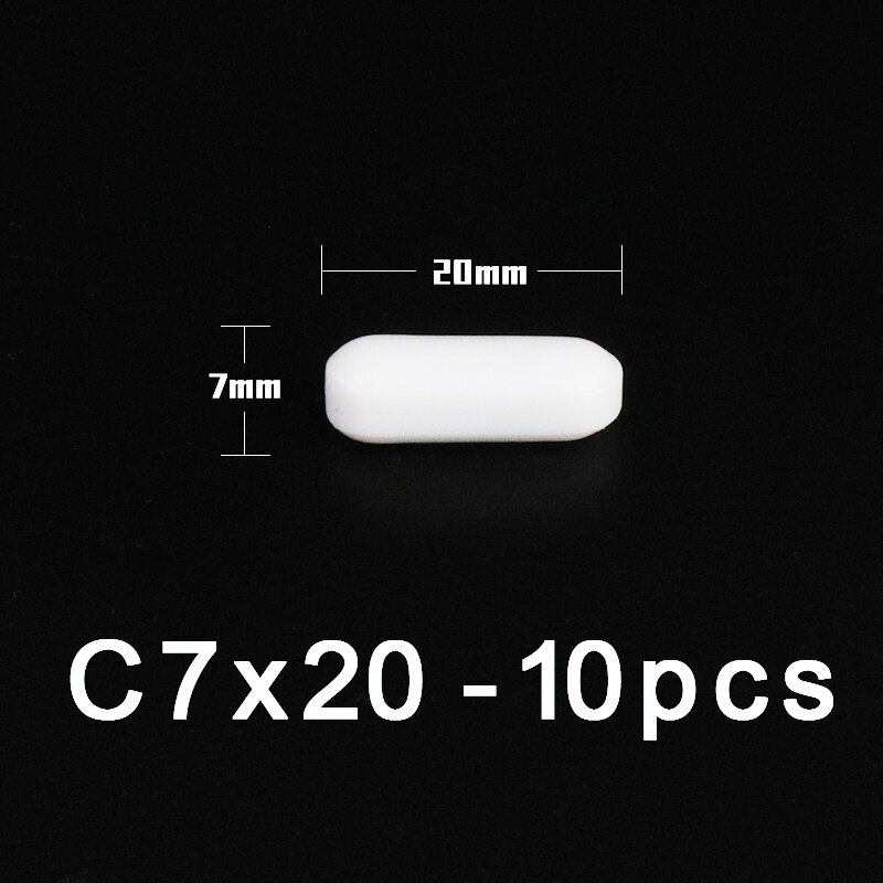 PTFE Magnet Rührer Rühren Bar Zylindrischen Typ-C Magneton Rühren Rührgerät Weiß Dreh Riegel, mehrere Größen Für Wahl, 10 stücke: C7x20mm-10Stck