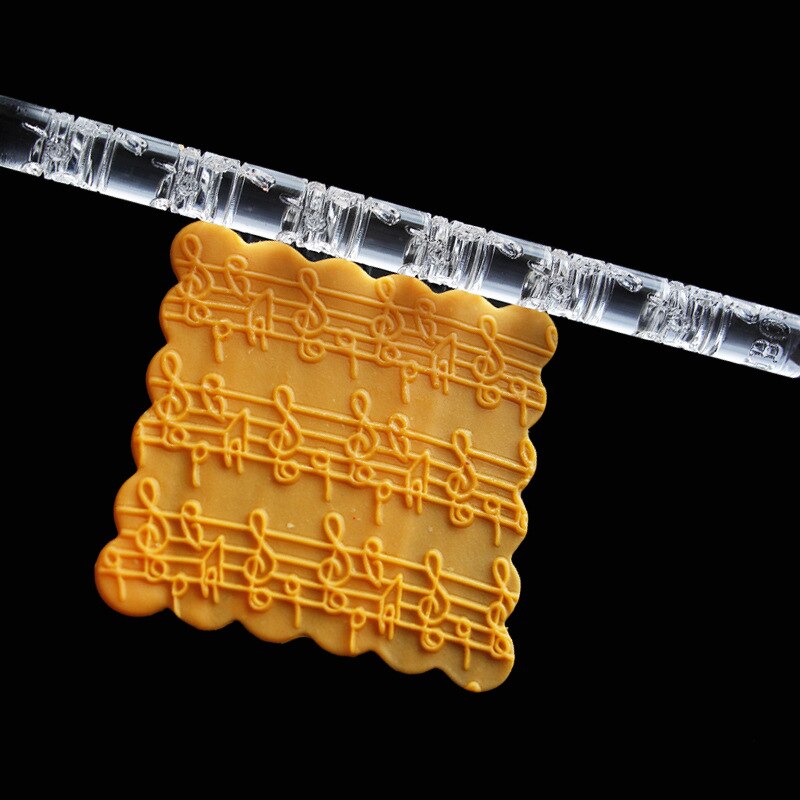 Bakken Diy Geweven Embossing Rolling Pin Transparant Embossing Music Note Fondant Suiker Ambachtelijke Cake Decor E211