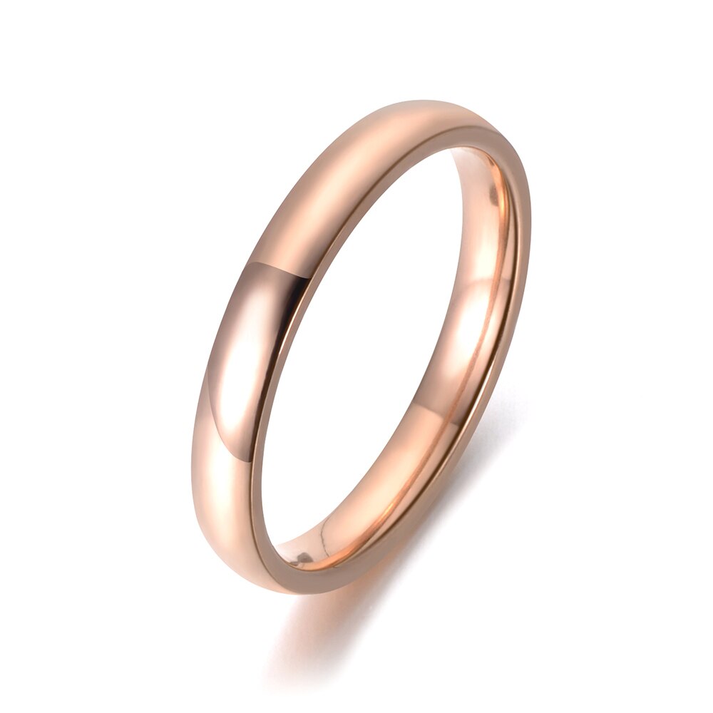 ZooMango Trendy 3mm Breed Gladde Paar Engagement Ringen Rvs Simple Wedding Ring Sieraden Voor Vrouwen Mannen Anneau ZR18058: 7 / Rose Gold