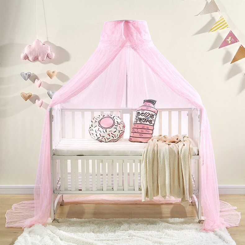 Luxury stand support Hung Dome crib mosquito net for baby bed,foldable crib mosquito mesh