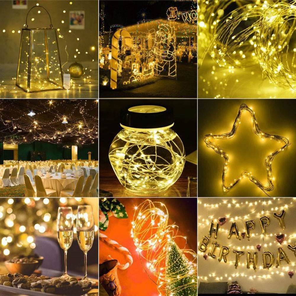Guirlande lumineuse féerique Led en fil d'argent, alimentée par USB, étanche, pour l'extérieur, décoration DIY, , fête de mariage, noël