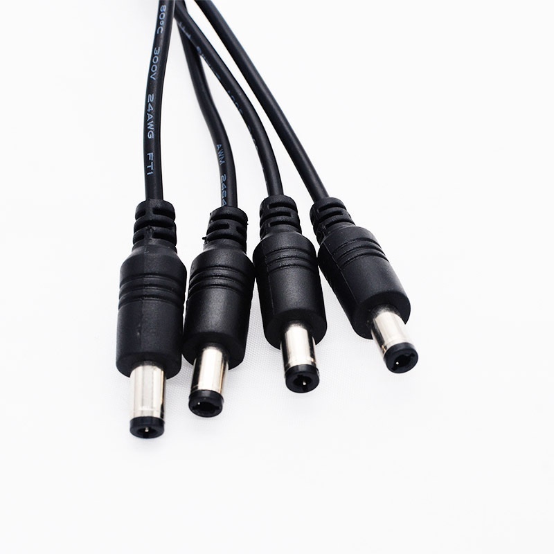 2Pack 1 to 4 Way DC Power Splitter Cable Barrel Plug 5.5mm x 2.1mm for CCTV Cameras DVR LED Light Strip and More