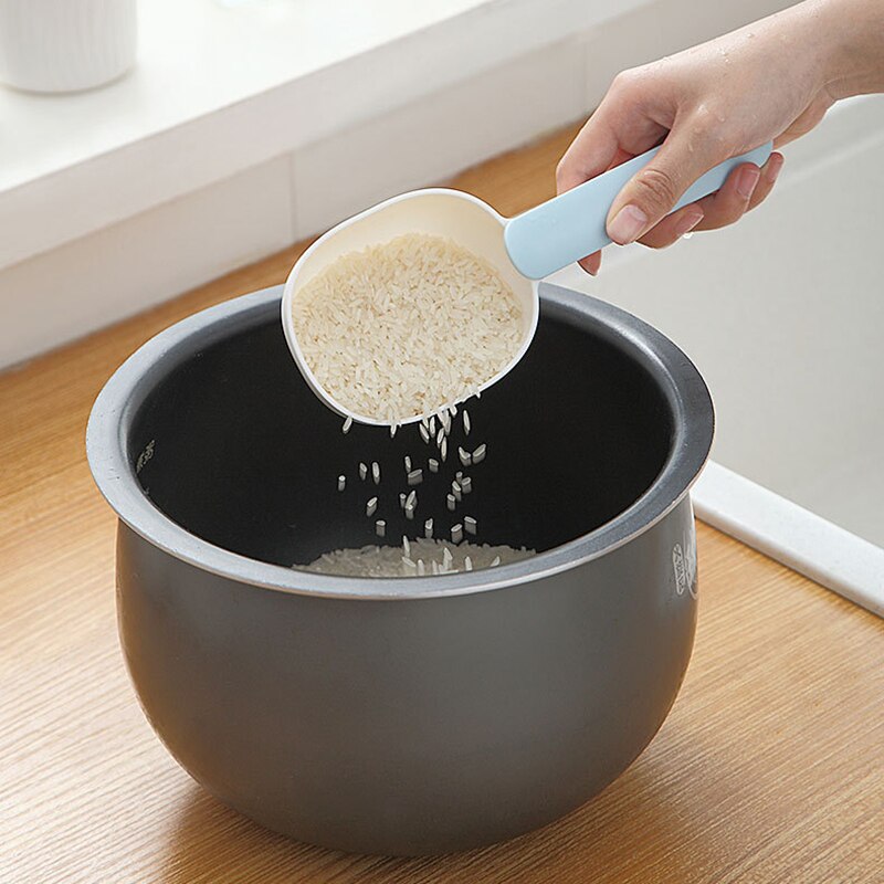 Cuchara de grano grueso para cocina, pala de arroz para el hogar, harina con clip, cuchara de sellado de gran capacidad