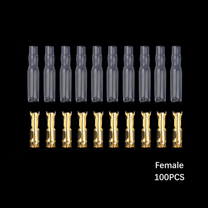 200Pcs 3.9mm Bullet Connector Male Female Motorcycle Terminals Socket with Insulator Sleeve Cover Set