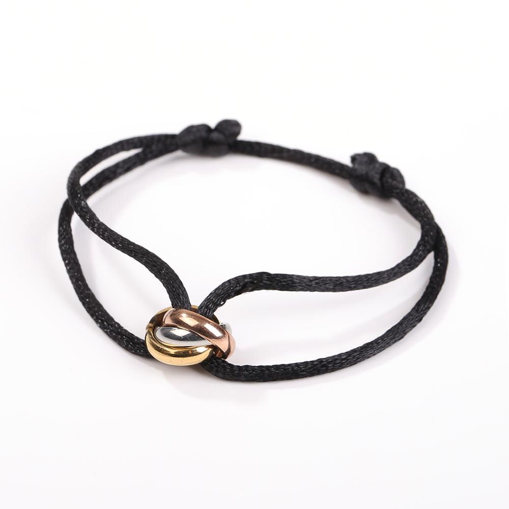 Donna la moda Corda Trinità Braccialetto Registrabile Bizzarro signorile retrò Stile Classico Femminile Dei Monili di Tutti I Giorni-vita accessorio: nero