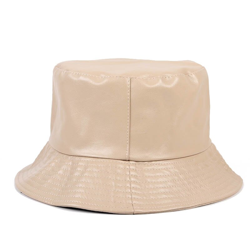 Women's Leather Bucket Hat Korea Style Black Red Woman Bucket Hats gorra mujer Bob Chapeau Femme fisherman Cap